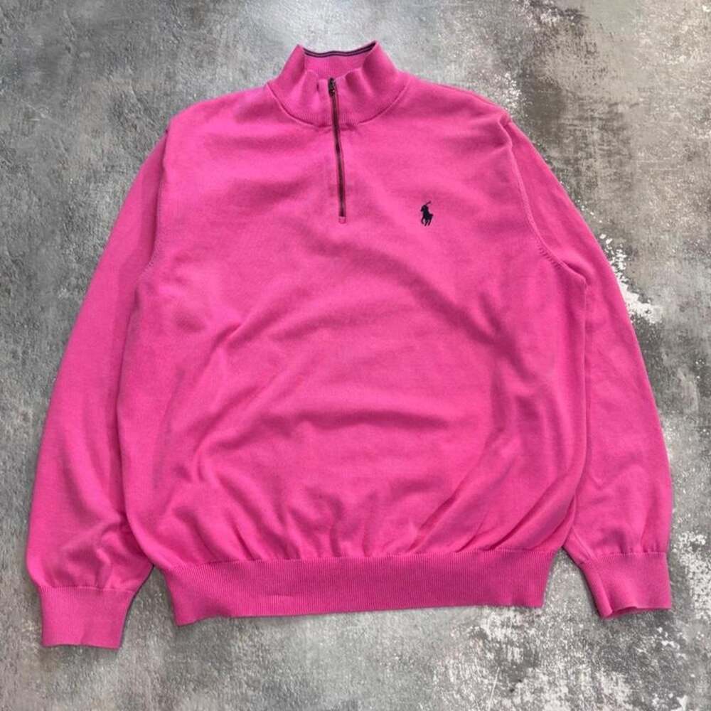 Vintage Pink Polo Ralph Lauren Golf Quarter Zip Sweatshirt. Size XL